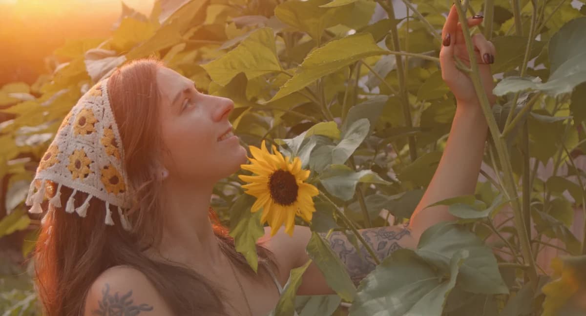 AI enhanced garden portrait with warm lighting