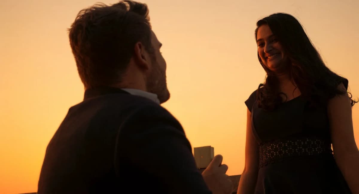 AI enhanced proposal photo with romantic lighting